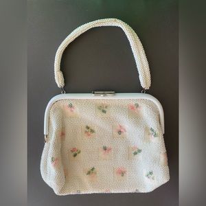 Vintage Beaded Bag with Floral Embroidery